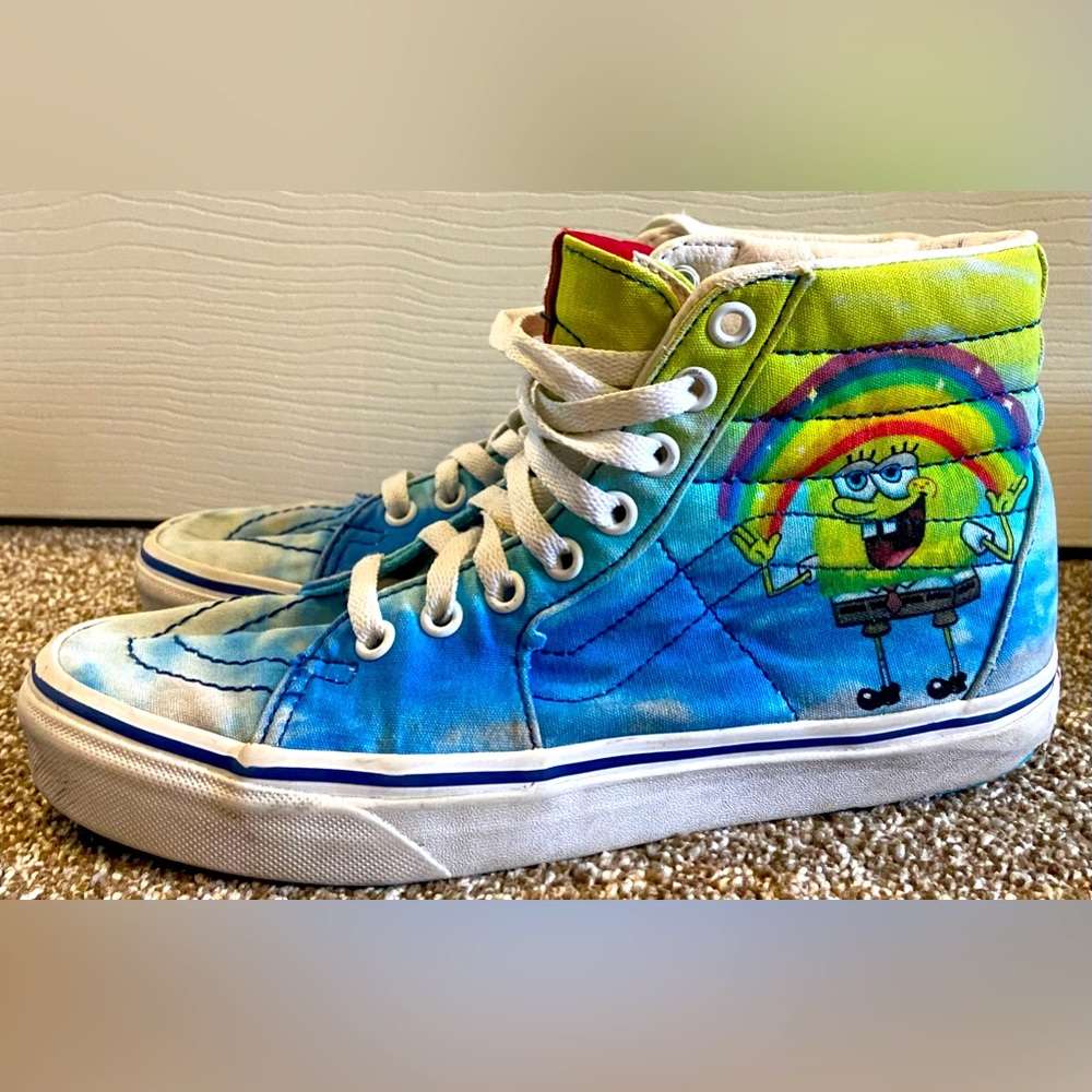 Vans Sk8-Hi Shoes Men's Sneakers High Tops SpongeBob Skateboarding Blue M6/W 7.5